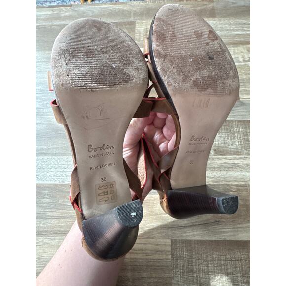 Womens Boden Leather Fisherman Strappy Cone Heel Sandals size 38 Boho Minimalist - Picture 5 of 5